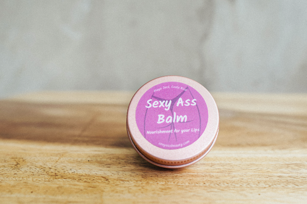 All natural lip balm colored with beet root powder